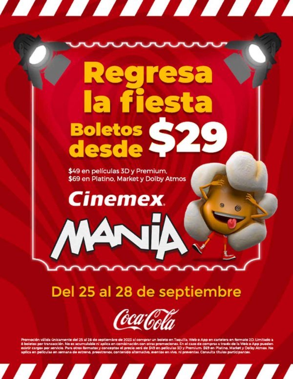 Cinemex: CinemexMania, boletos desde $29.